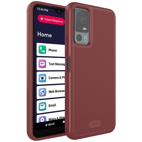 TUDIA MergeGrip Phone Case for TCL 40 XL / TCL 40T / Lively Jitterbug Smart 4 (2023) – Dual Layer Drop Protection, Non-Slip Grip, Shockproof Cover – Burgundy