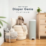 Diaper Genie Platinum Pail, Stainless Steel Diaper Pail, Includes 18 Refill Bags, 5 Month Supply, Sage Green