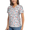 thumbnail image 2 of Zufioo Lighthouse And Beacon Print Women's Classic V-neck T-shirt, V-neck Short-sleeved Tops Home Wear, Suitable for Daily Life, Work, Outdoors-X-Large, 2 of 8
