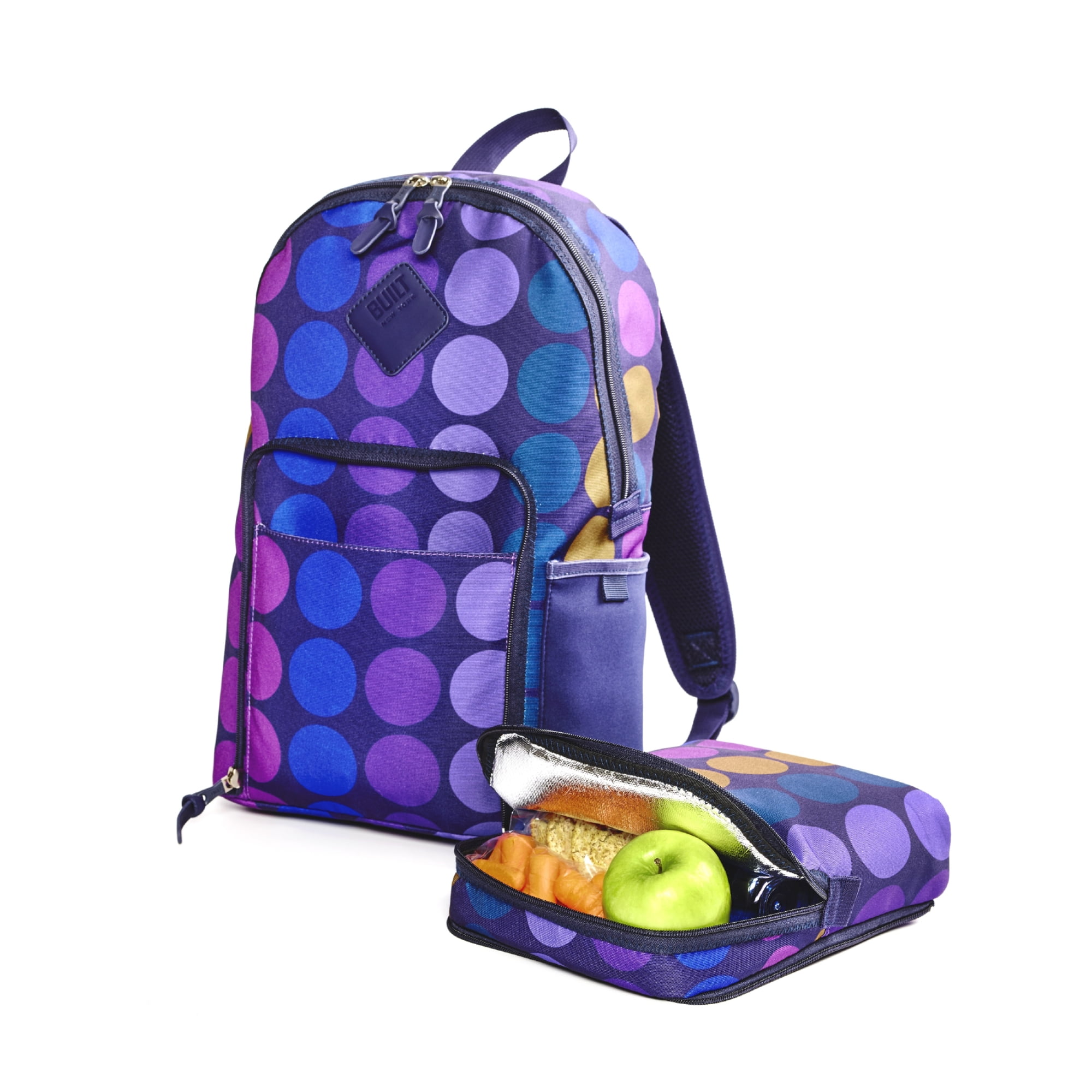 Union Square Backpack with Detachable Lunch Bag Plum Dot