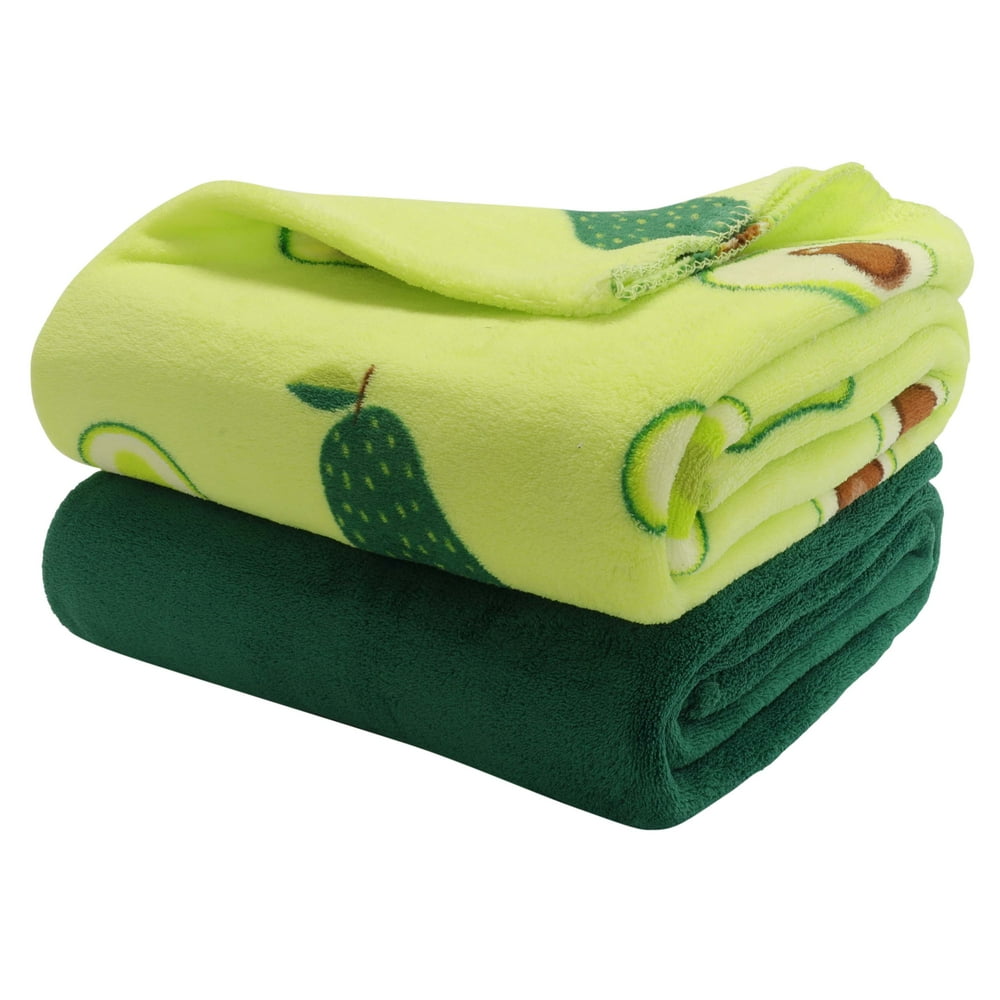 Mainstays Fleece Plush Throw Blanket, 50" x 60", Avocados, 2Pack
