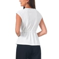 thumbnail image 3 of INSPIRE CHIC Twist Tops for Women's Notched Neck Cap Sleeve Casual Work Shirts XS White, 3 of 6