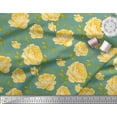 thumbnail image 2 of Soimoi Moss Georgette Fabric Leaves & Rose Floral Print Sewing Fabric Yard 42 Inch Wide, 2 of 3