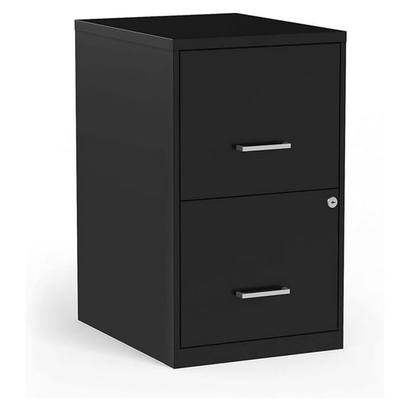 2-Drawer Vertical File Cabinet, Letter Size Documents, Lockable, 18.9" D x 14.3" W x 24.1" H, Black