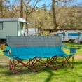 thumbnail image 2 of Costway Oversized 3 Person Camping Chair Portable Folding Camp Couch with Adjustable Armrests Blue, 2 of 10