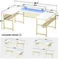 thumbnail image 4 of Homieasy U Shaped Desk with Power Outlet and LED Strips, Reversible Corner Computer Desk with Storage Shelf, Ergonomic L-Shaped Gaming Desk with Monitor Stand, 2 Person Home Office Desk, Rustic, 4 of 8