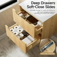 thumbnail image 6 of 24 Inch Floating Bathroom Vanity with Sink, Pre-Assembled Natural Oak Grid Texture Front Multi-Layer Solid Wood Bathroom Sink Vanity, Wall Mounted with Integrated Stone Top and 2 Soft Close Drawers, 6 of 10