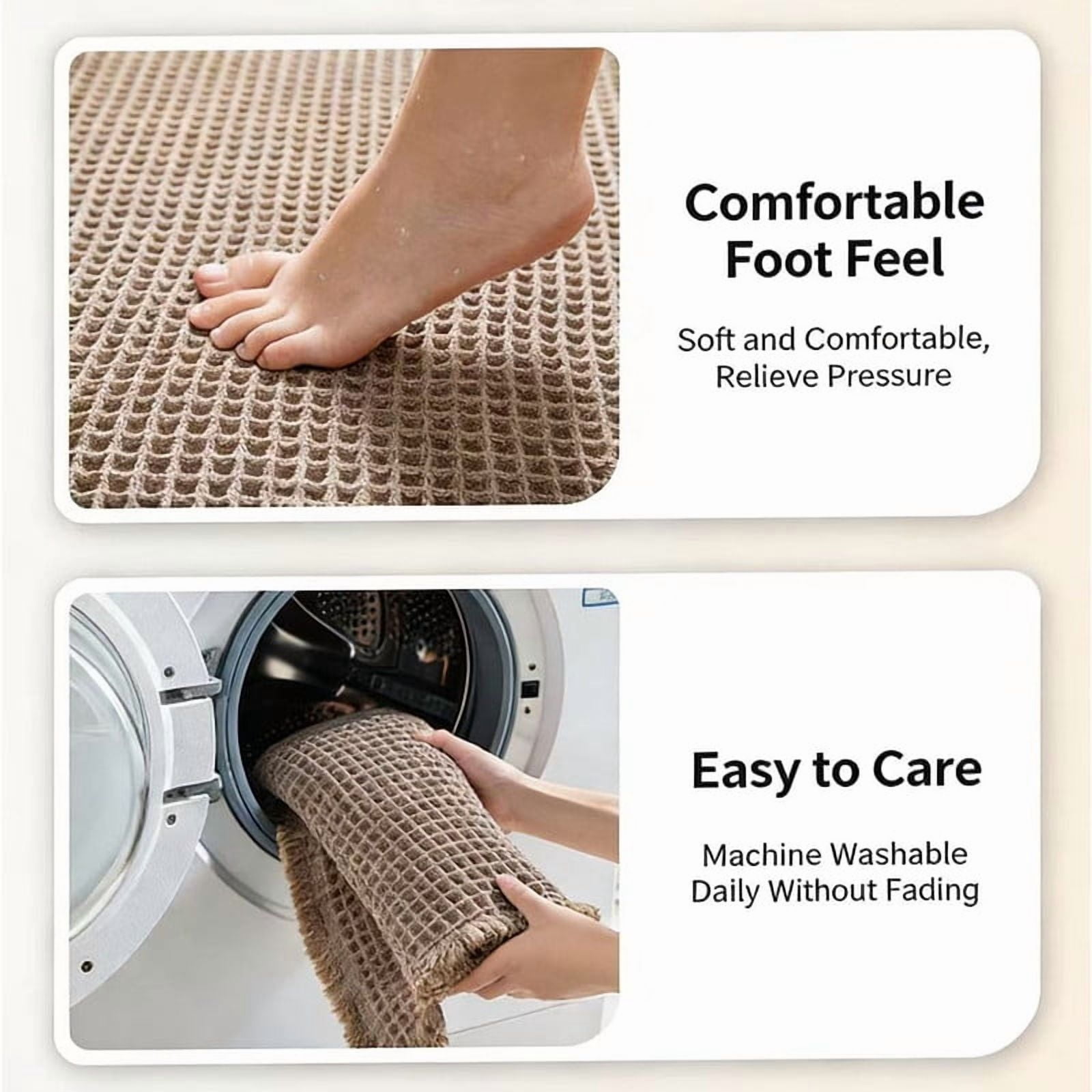 Muddy Rug, Boho Bathroom Decor Rug with Tassels: Waffle Weave Bath Mat, Ultra-Soft, Non-Slip, Super Absorbent & Quick Dry for Bathroom Floor, Machine Washable, 24"x72", Black