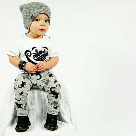 

GWAABD Boy Toddler Clothes 1Set Toddler Baby Boys Cartoon Print T-shirt Tops+Pants Outfits Clothes