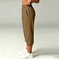 thumbnail image 6 of Women's Elastic Waist Capri Sweatpants, Durable & Long-Lasting Cuffed Hem Casual Jogger Pants with Side Pockets for Winter Daily Lounge Gym Outdoor | TruBelle,Coffee M, 6 of 7
