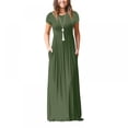 thumbnail image 1 of Robe Maxi pour Femme Col Rond avec Poche Été Ample Décontractée Robe Bouffante Femme Rétro Longues Robes vestidos mujer, 1 of 4