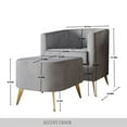 thumbnail image 4 of Castle Place Modern Upholstered Velvet Accent Chair with Stool, Black, 4 of 5