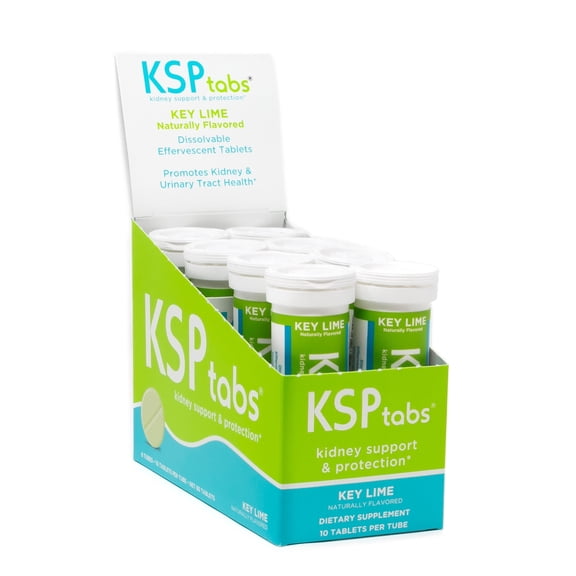 KSPtabs Kidney Health Supplement to Combat Calcium Oxalate Crystal Formation - Key Lime - Box of 8 Tubes