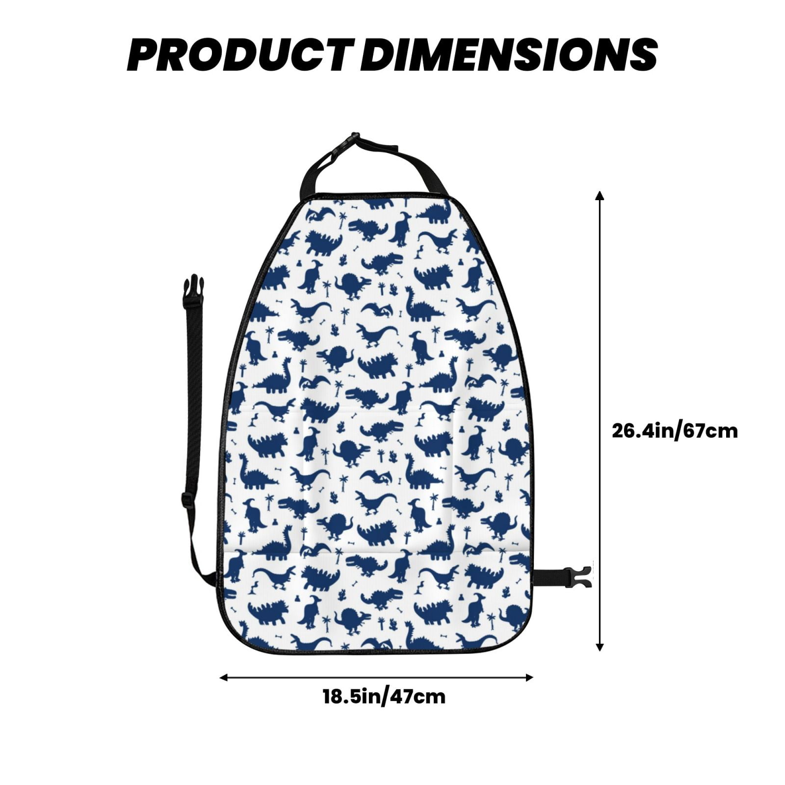 Xecao Cute Cartoon Dinosaur Pattern Car Seat Back Protector 2 Pack Large Capacity Pocket, Kick Mats Back Seat Protector