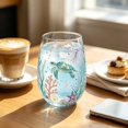 thumbnail image 3 of Sea Life Printed Stemless Wine Glass, Clear Reusable Glass Tumbler for Wine, Iced Coffee, Beach Party & Home Gathering, 3 of 4