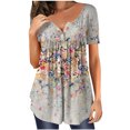 thumbnail image 2 of ICHUANYI Clearance Fashion Women Summer Loose Print Round-Neck T-Shirt Short Sleeve Casual Blouse(White, XL) ICHUANYI WER2023081012662, 2 of 6