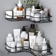 thumbnail image 3 of Juego de 2 estantes esquineros para baño con pegatina adhesiva de acero inoxidable antioxidante para cocina y baño. Accesorios de baño - Incluye 8 pegatinas adhesivas (wh, 3 of 5