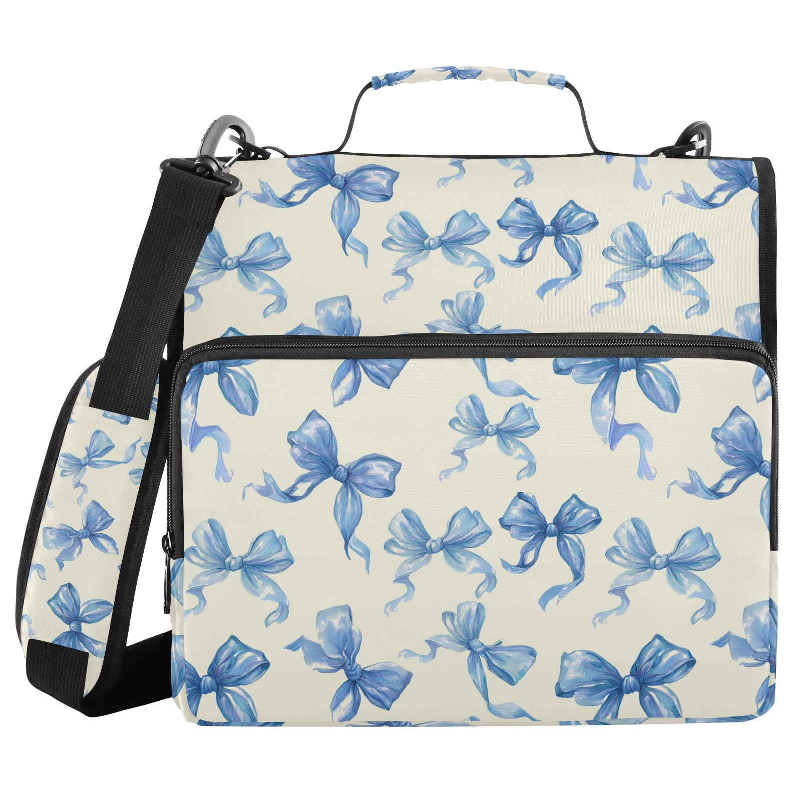 Zipper Binder Bow 1.5 Inch Binder Folder Bag with Shoulder Strap and Handle