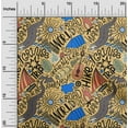thumbnail image 2 of oneOone Cotton Poplin Yellow Fabric Writing World Trip Doodle Quilting Supplies Print Sewing Fabric By The Yard 42 Inch Wide, 2 of 4