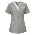 thumbnail image 1 of Ktyne Hauts de Blouse Médicale pour Femmes Col en V Manches Courtes Tunique d'Infirmière Extensible Blouse de Mode avec Poche Gris m, 1 of 4