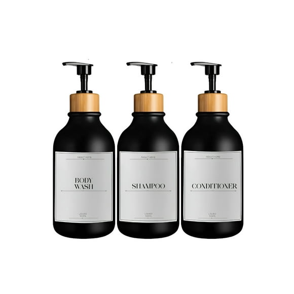 Juego De Baño Xtellar3 Dispensadores Jabon Shampoo Color Negro