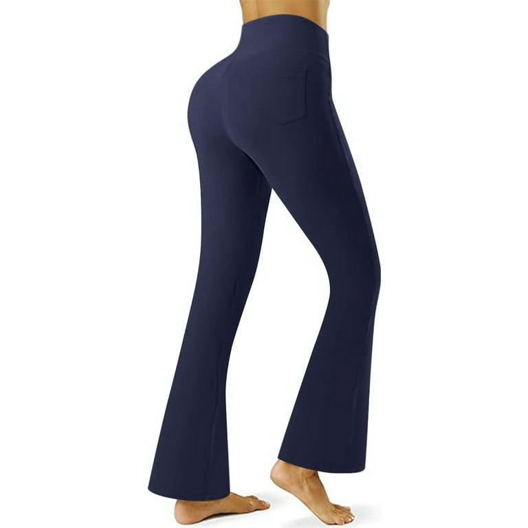 YDKZYMD Womens Flare Leggings Active V Cross Stretch Wide Leg Yoga Pants  Bootcut High Waisted Butt Lifting Athletic Tummy Control Leggings Buttery  Soft Workout Gym Pants With Pockets Navy M 