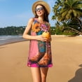 thumbnail image 3 of Naloa Bottes de Cowboy avec Imprimé Fleurs Robe d'Été Décontractée de Printemps pour Femmes, Robe de Plage Sans Manches Col Rond Ample, 3 of 7