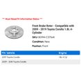 thumbnail image 2 of Front Brake Rotor - Compatible with 2009 - 2019 Toyota Corolla 1.8L 4-Cylinder 2010 2011 2012 2013 2014 2015 2016 2017 2018, 2 of 2