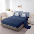thumbnail image 5 of Erosebridal Letter M Kids Twin Bedding Sets 7-Piece, Modern Abstract Bedding Comforter Set, Blue Reversible, 5 of 7