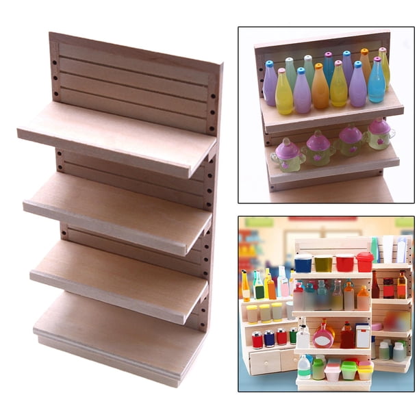 Estante de Exhibición para 1:12, Accesorios para Muebles, Modelo de Gabinete, Juguetes, Estante de Almacenamiento de Madera en Miniatu Yotijar estante de exhibición de la casa de muñecas