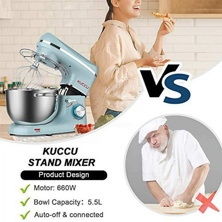 KUCCU Stand Mixer, 6.5 Qt 660W, 6-Speed Tilt-Head Food Dough Mixer, Kitchen  Electric Mixer with Stainless Steel Bowl,Dough Hook,Whisk, Beater, Egg