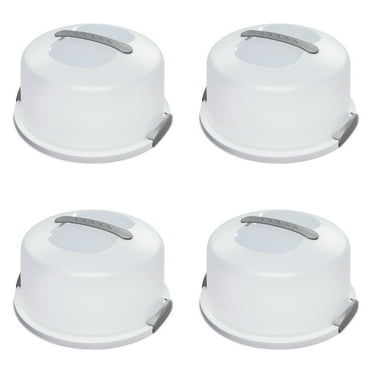 Sterilite Cake Server, Latching Lid with Handle, Easy to Store, Transport and Serve, White, Pack of 4