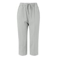 thumbnail image 3 of yunLCZ Pants for Women High Waisted High Waist Linen Capris For Women Drawstring Elastic Waist Harem Pant Basic Lightweight Linen Pant, 3 of 4