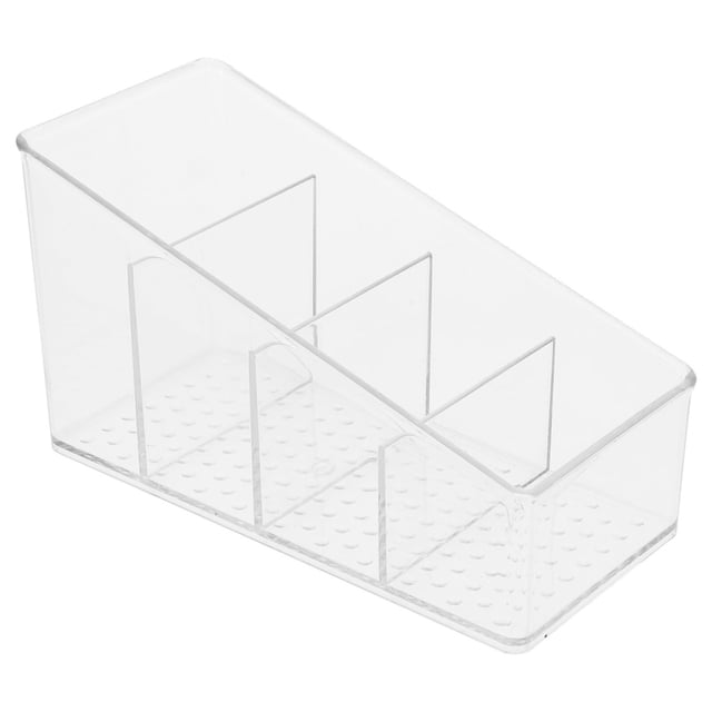 Kjfeif 4-Compartment Clear Tea Bag Organizer, Storage Box for Tea & Coffee Packets, Suitable for Cabinet, Countertop, Pantry and Home Snack Organization