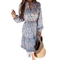 thumbnail image 3 of DYMADE Women Plus Size Temperament Long Sleeve V-neck Plus Size Print Dress, 3 of 4
