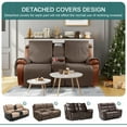 thumbnail image 7 of Timeles Waterproof Loveseat Recliner Cover with Console, Non-Slip Reclining Couch Covers for 2 Seat Recliner Sofa Cover Furniture Protector with Elastic Straps for Kids, Pets (Brown), 7 of 7