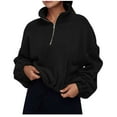 thumbnail image 1 of Timegard Half Zip Pullover for Women Oversized Sweatshirts High Neck Crop Winter Fleece Tops with Pockets, 1 of 9