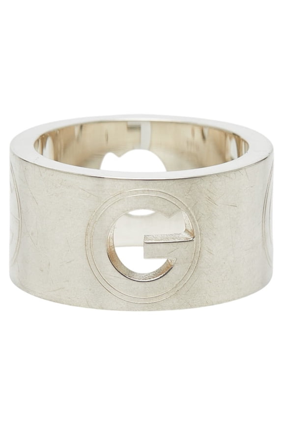 Pre-Owned Gucci G-logo Wide Ring, Size #9, SV925 Silver, Women's GUCCI