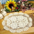 thumbnail image 3 of Lefu Oval Placemat Table Place Mat Vintage Hand Crochet Cotton Lace Doilies Floral, 3 of 4