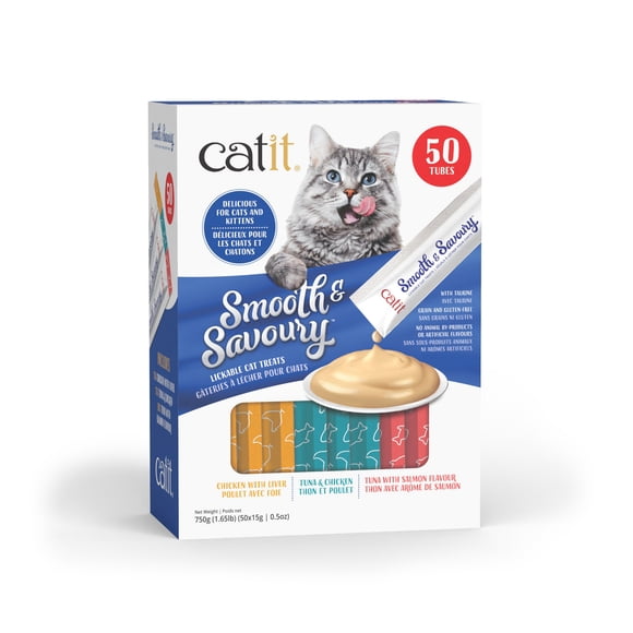 Catit Smooth & Savoury Lickable Cat Treats, Assorted Flavours, 50 pack