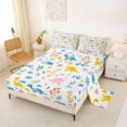 thumbnail image 2 of Metsweet Colorful Dino King Sheets 4pcs, Floral Animal Bedding, Yellow Pink White,1 Fitted Sheet, 1 Flat Sheet and 2 Pillowcases, 2 of 5