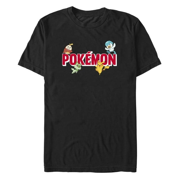 Men's Pokemon Logo Characters Graphic Tee Black Small