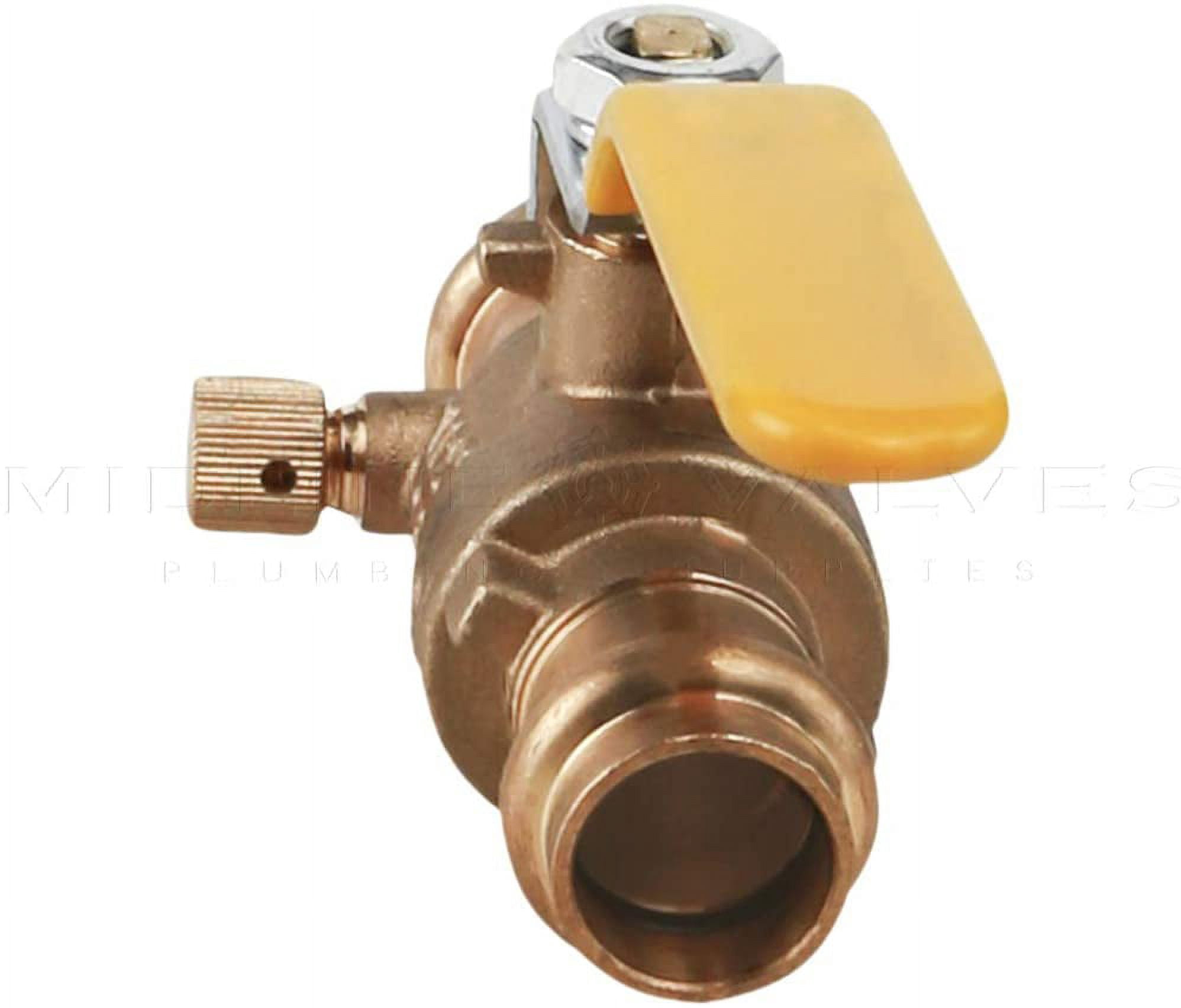 Midline Valve 532012VLVD-5 Premium Press Ball Valve with Drain, with 1/2 in. Press Connections, Brass (Pack of 5)