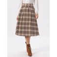 thumbnail image 4 of DARING DIVA Women's Midi A-Line Pleated Skirts with Pockets Small Brown, 4 of 6