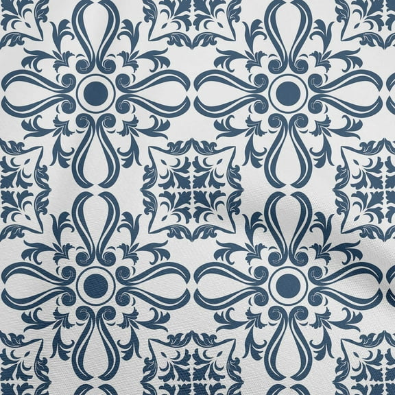 oneOone Viscose Chiffon Teal Blue Fabric Asian Block Floral Dress Material Fabric Print Fabric By The Yard 42 Inch Wide-2G