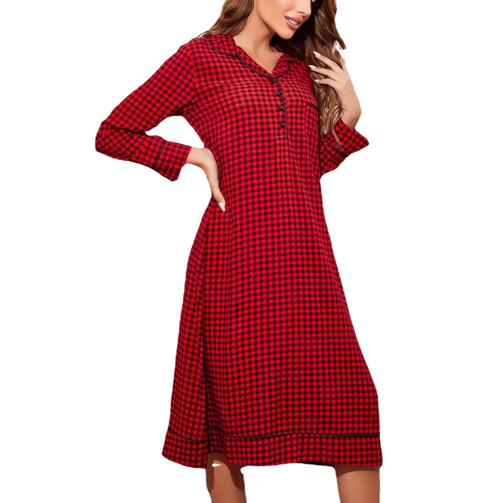 Robe Longue à Carreaux à Manches Longues Et Revers Pour Fille - Tenue Chic Et Confortable Pour Toutes Occasions