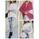 thumbnail image 4 of Camiseta mujer, Suéter de mujer Mangas de murciélago O Cuello de punto Suéteres casuales sueltos Abanopi  Rosa/Pequeña, 4 of 7