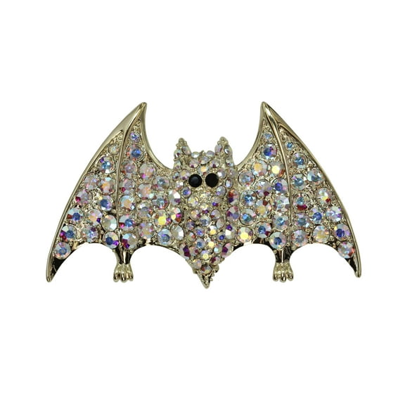 Faship Gorgeous AB Rhinestone Crystal Big Bat Pin Brooch