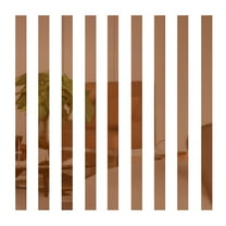 LAMIRO Mirror Tiles,Mirror Tiles Self Adhesive Stripe Wall Mirror Stickers (Not Glass) Removable Long Acrylic Frameless Mirror Sheets for Home Living Room Bedroom Diy Decor (10Pcs) Brown