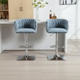 thumbnail image 2 of Swivel Bar Stools Set of 2 with Footrest, Modern Boucle Upholstered Counter Height Barstools with Adjustable Lift, Bar Chairs with Metal Base for Pub, Kitchen, Dining Room, Club, Light Blue, 2 of 9
